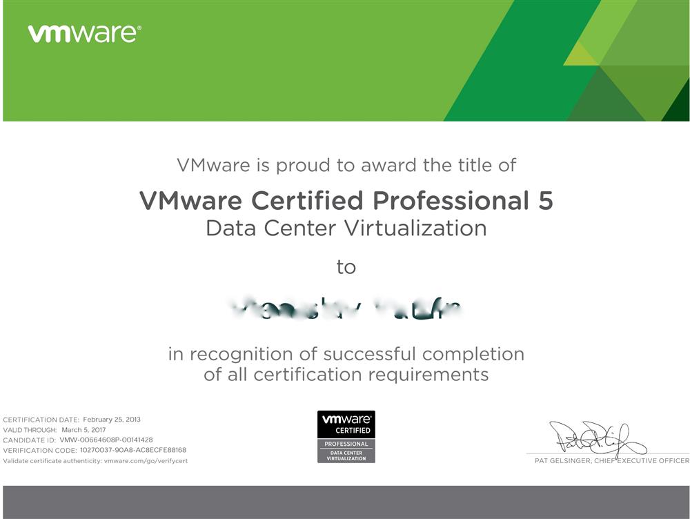 VM ware certified professional 5